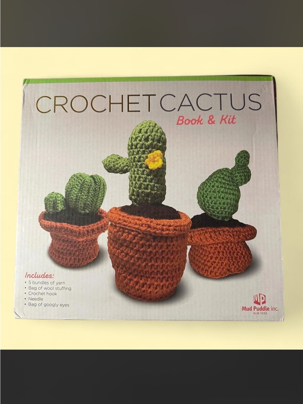 Mud Puddle Crochet Cactus Kit - Green Crochet Succulents with Terracotta Pots